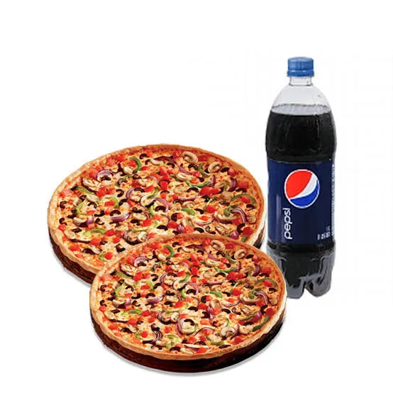 2 Regular Pizza with 1 L Soft Drink