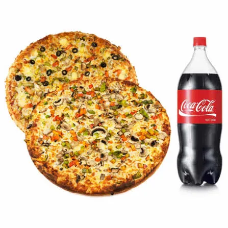 2 Large Pizza with 1 L Soft Drink